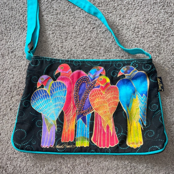 Laurel Burch colorful birds of paradise crossbody bag - Picture 4 of 6